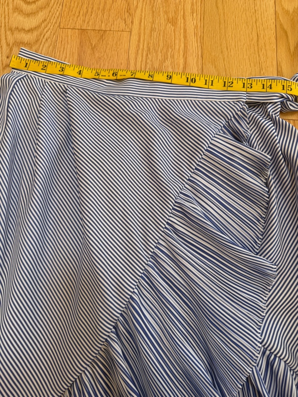 Anthropologie Mare Mare Blue medium Striped Ruffle Wrap asymmetrical Skirt. - Picture 7 of 9